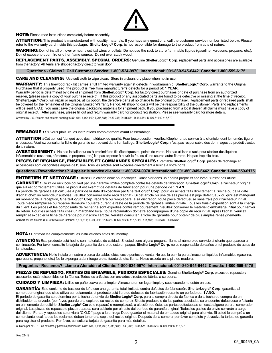 ShelterLogic 90459 Firewood Rack Adjustable Brackets User Manual | Page 2 / 2