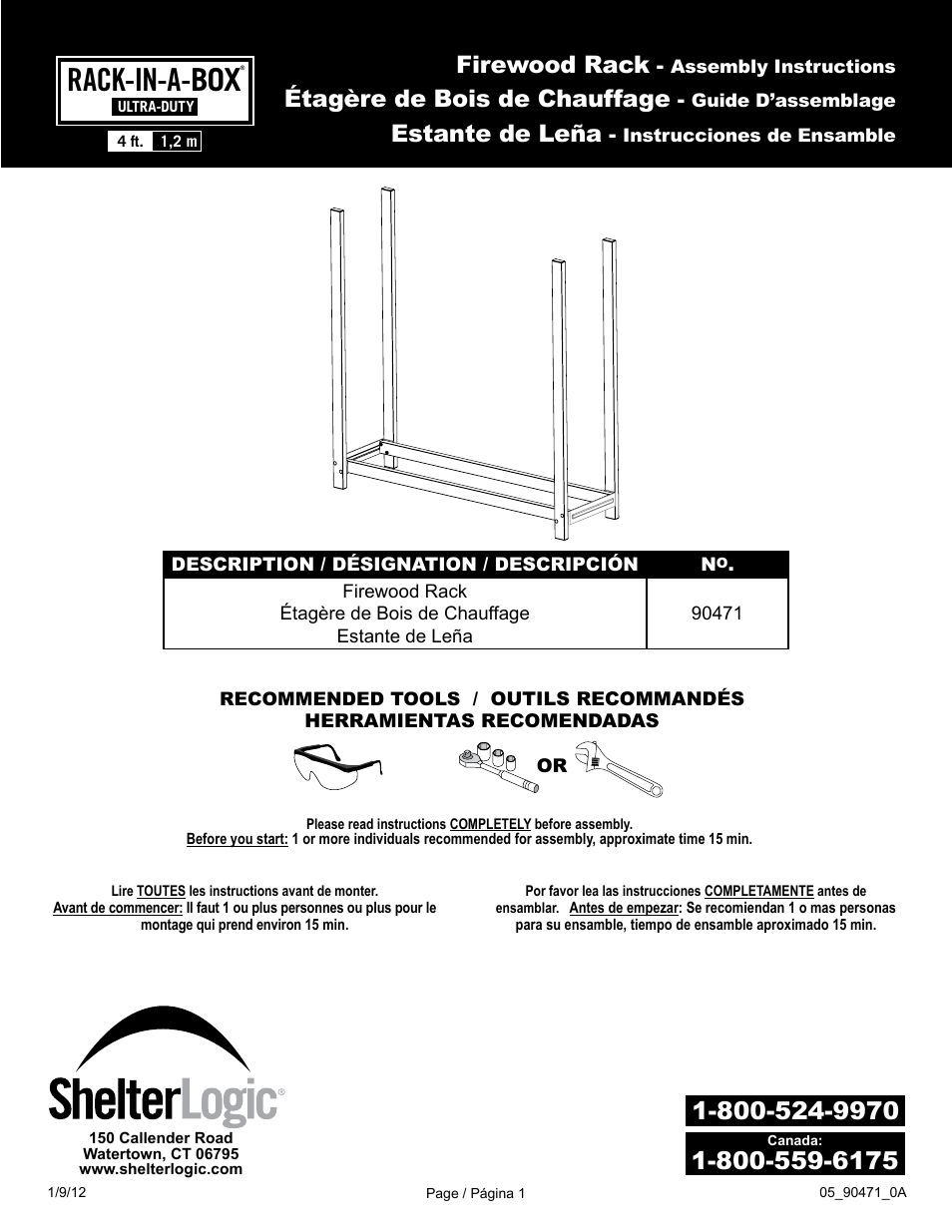 ShelterLogic 90471 Firewood Rack User Manual | 3 pages