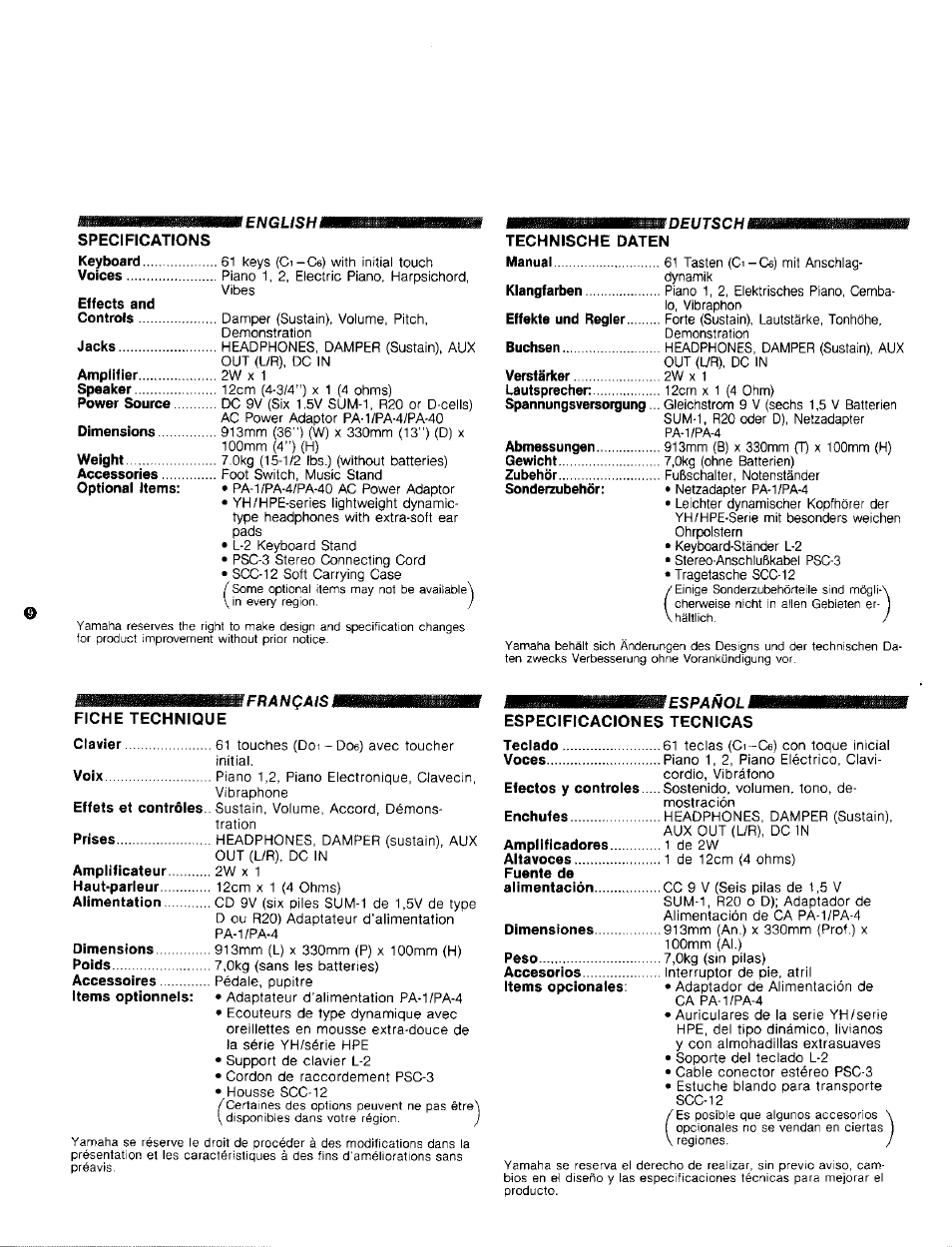 Yamaha YPR-7 User Manual | Page 4 / 6