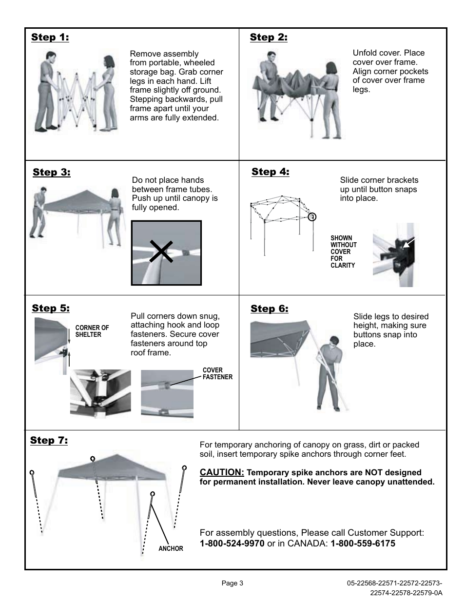 ShelterLogic 22578-22579 8x8 Slant Leg Pop-Up User Manual | Page 3 / 12