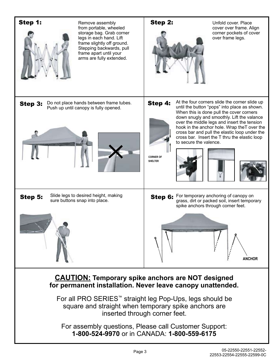 Caution | ShelterLogic 22599 10’x15’ Straight Leg Pop-Up User Manual | Page 3 / 12