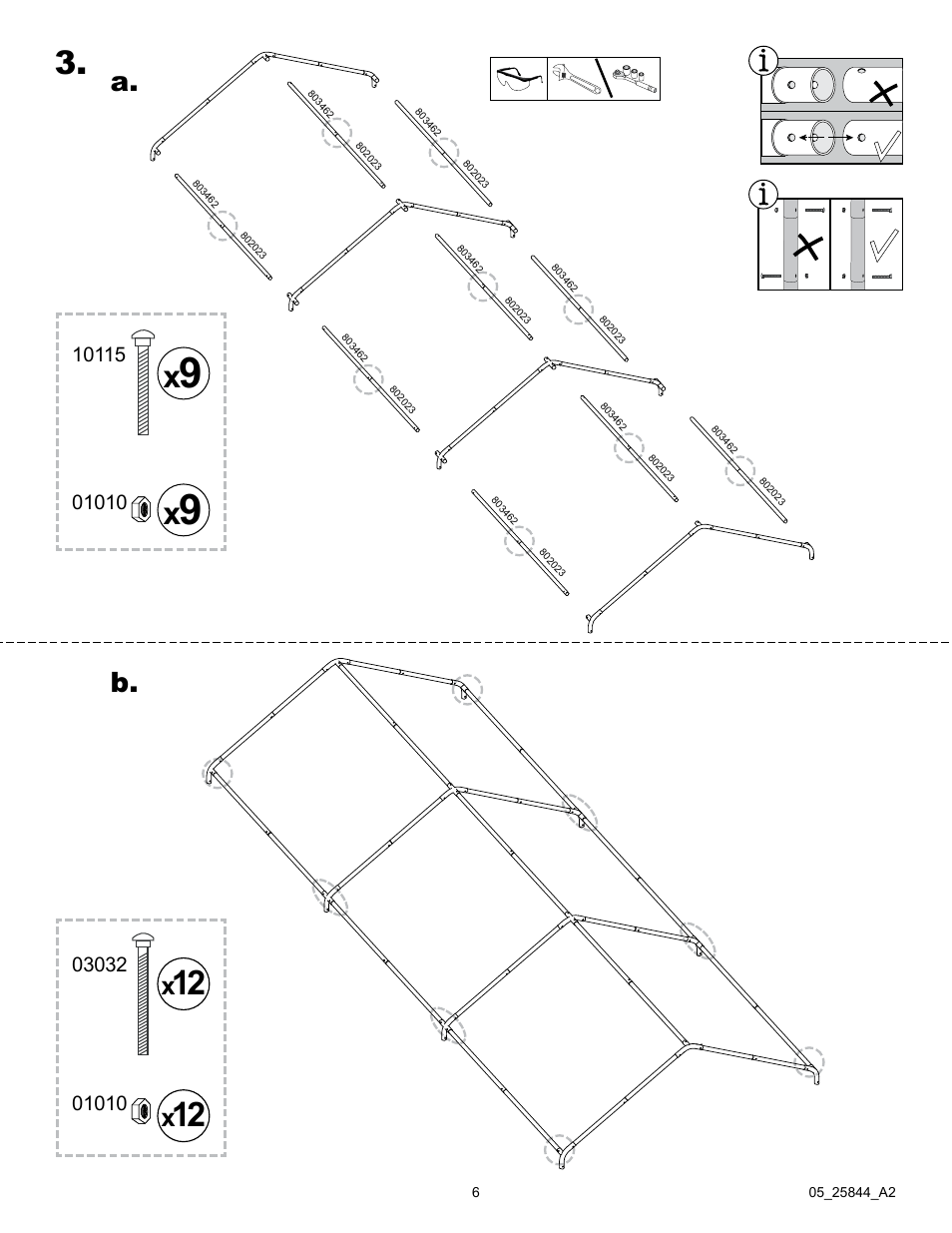 A. b | ShelterLogic 25844 Shade Canopy 8 x 20 User Manual | Page 6 / 9