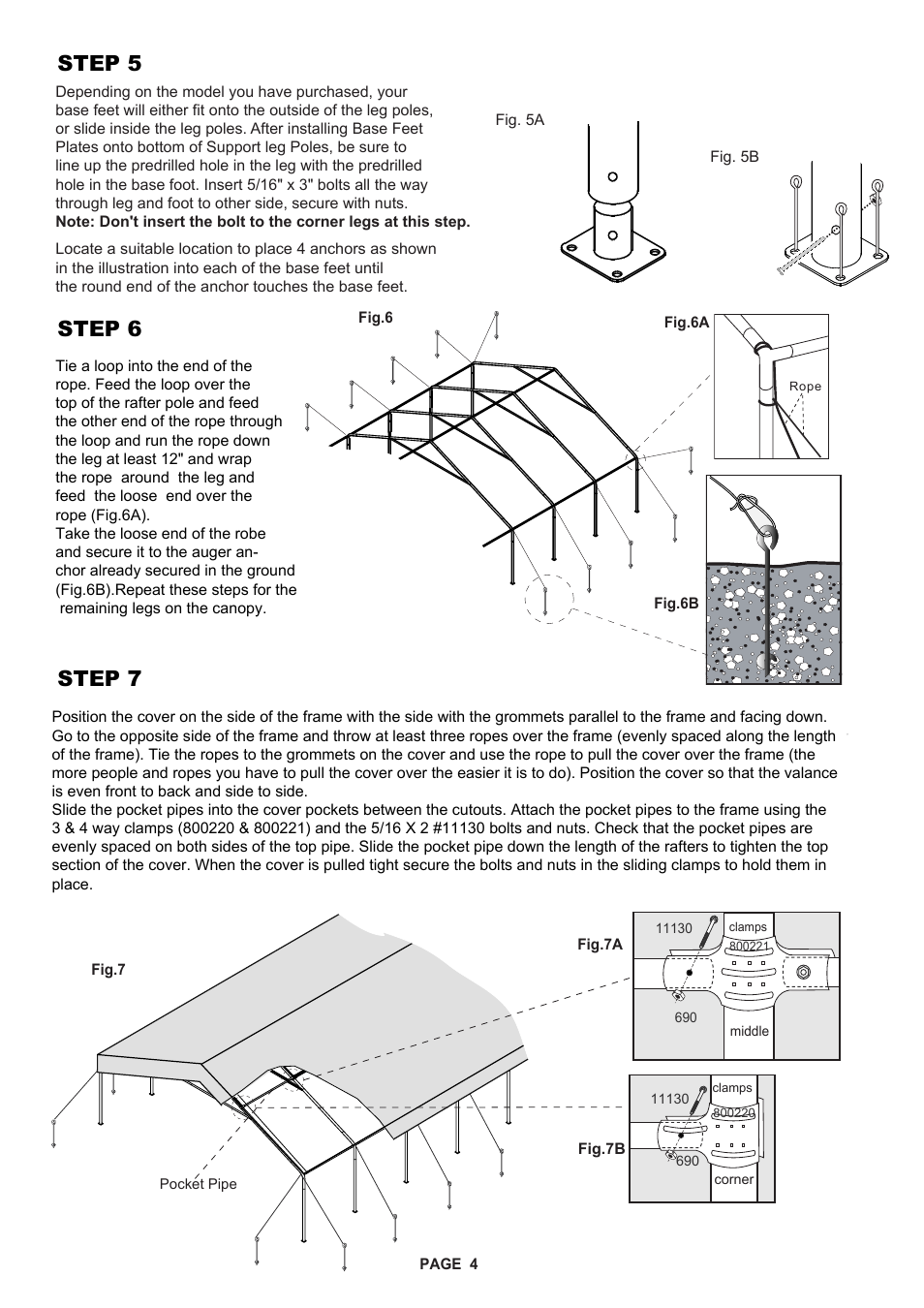Step 7 step 6, Step 5 | ShelterLogic 27274 24 x 50 UltraMax Peak Canopy User Manual | Page 4 / 5