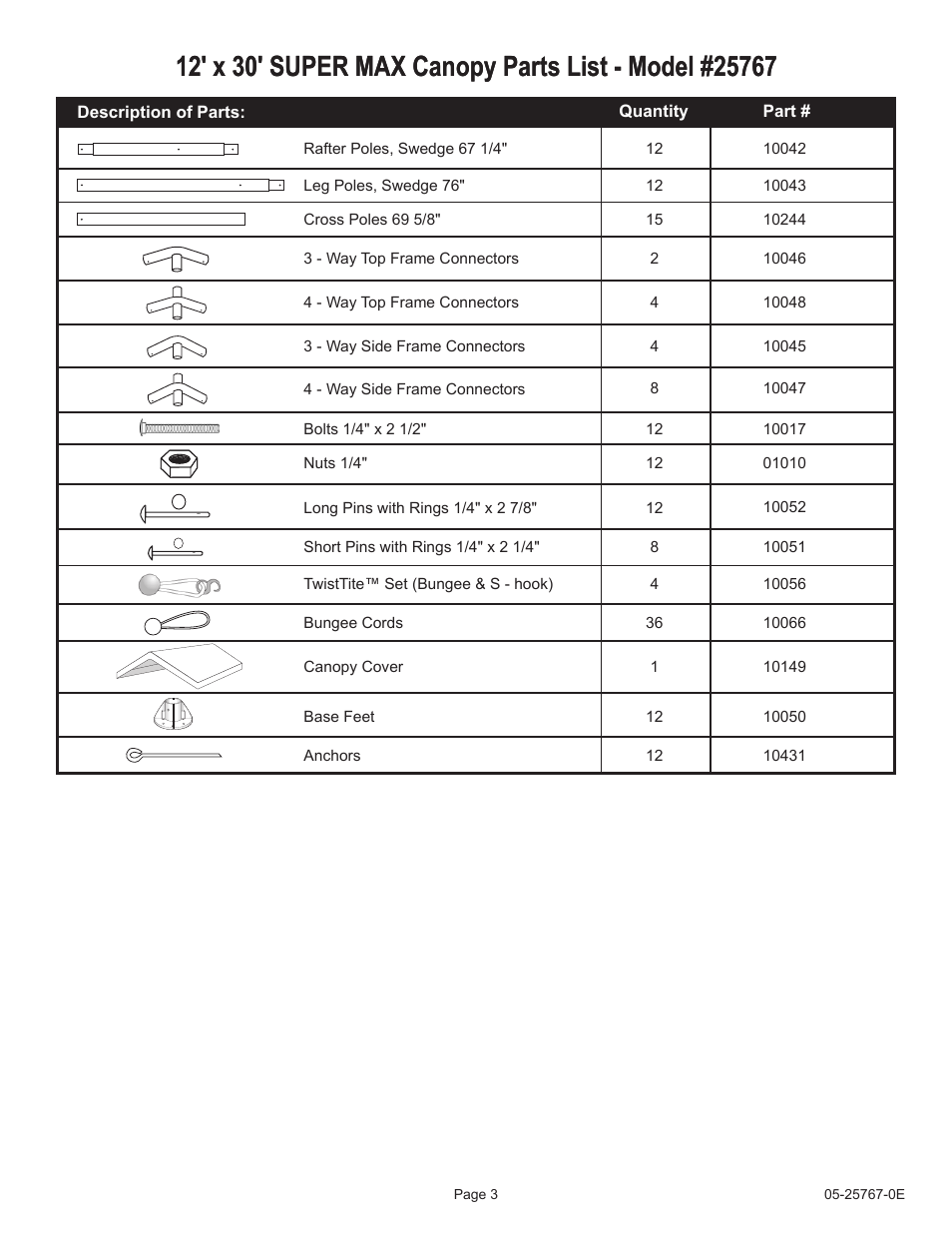 ShelterLogic 25767 12 x 30 Super Max Canopy User Manual | Page 3 / 6
