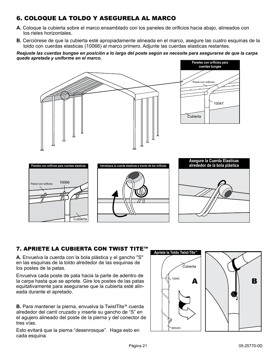 Coloque la toldo y asegurela al marco | ShelterLogic 29770 12 x 26 Super Max Canopy User Manual | Page 21 / 21