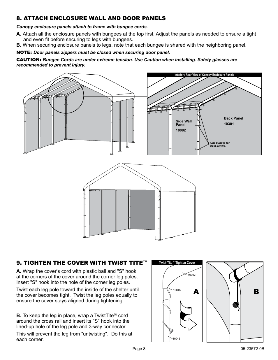 ShelterLogic 23572 10 x 20 Super Max Canopy 2-in-1 Pack - Enclosure Kit User Manual | Page 8 / 24