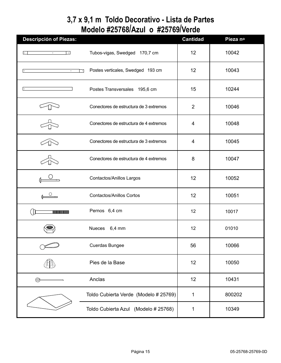 Verde | ShelterLogic 25768 12 x 30 Celebration II Canopy User Manual | Page 15 / 18