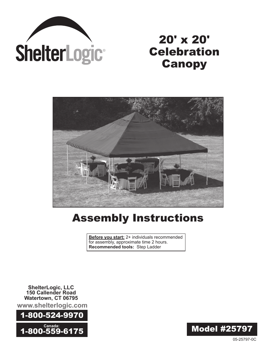 ShelterLogic 25797 20 x 20 Celebration Canopy User Manual | 8 pages