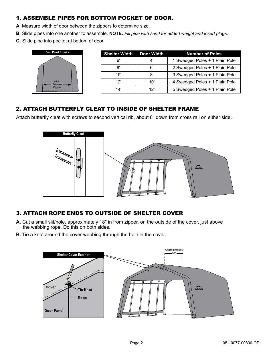 ShelterLogic 00800 Pull-Eaze Roll-Up Door Kit User Manual | Page 2 / 9