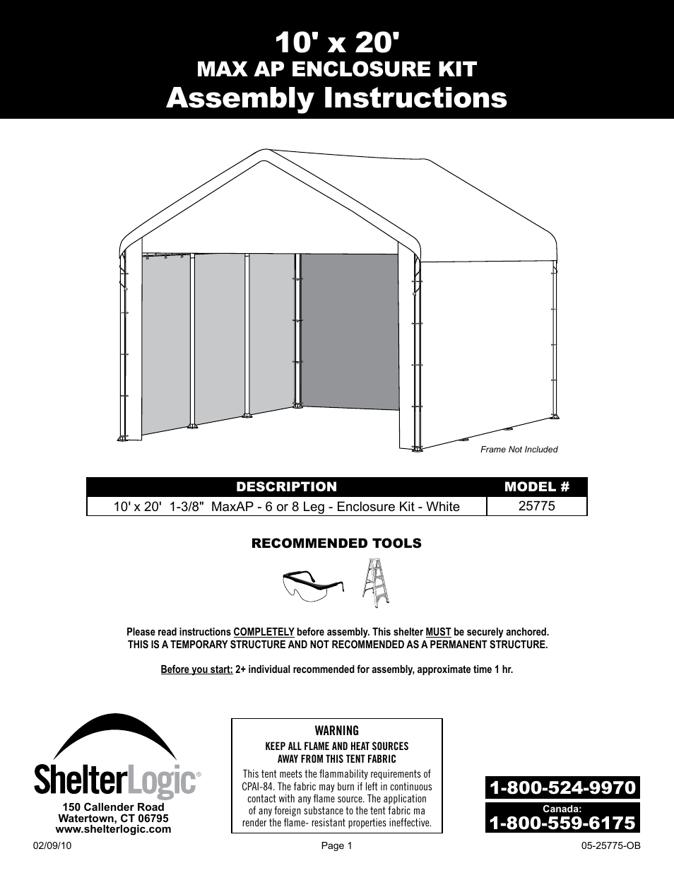 ShelterLogic 25775 10 x 20 MAX AP ENCLOSURE KIT User Manual | 12 pages