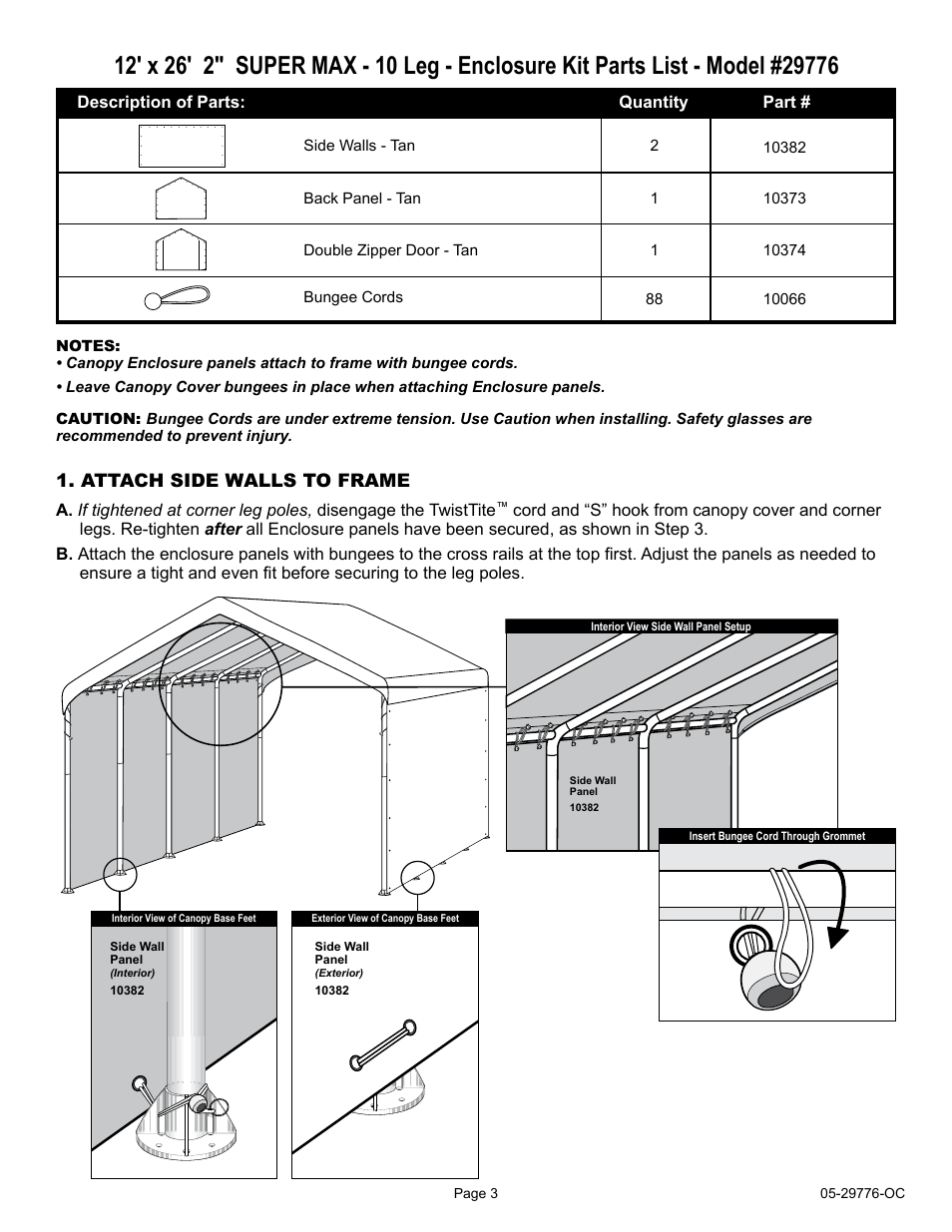 Attach side walls to frame | ShelterLogic 25776 12 x 26 2 SUPER MAX Enclosure Kit User Manual | Page 3 / 12