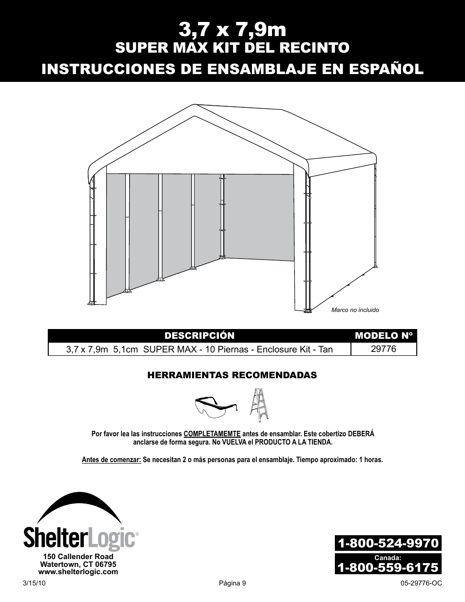3,7 x 7,9m | ShelterLogic 25776 12 x 26 2 SUPER MAX Enclosure Kit User Manual | Page 9 / 12