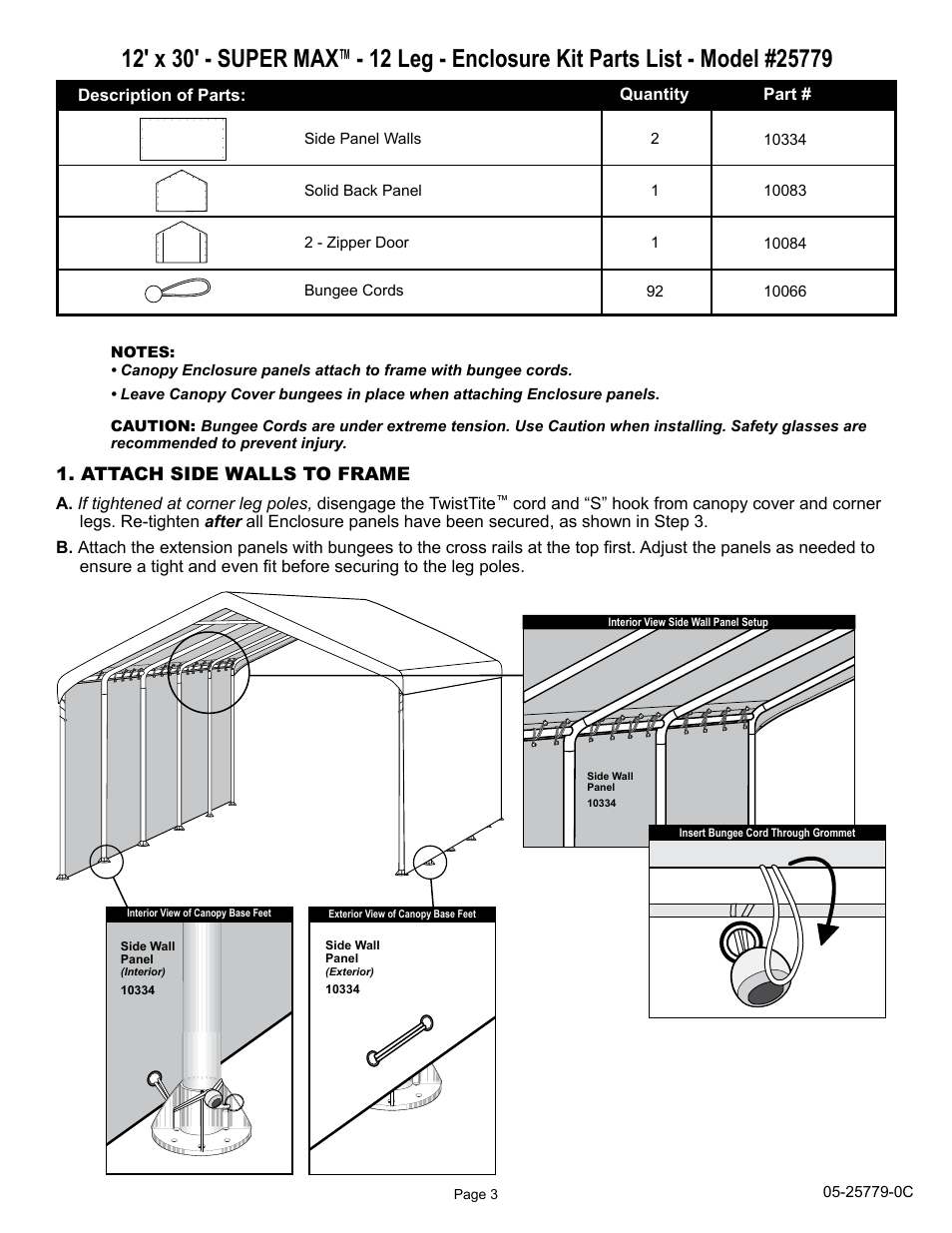 Attach side walls to frame | ShelterLogic 25779 12 x 30 Super Max Enclosure Kit User Manual | Page 3 / 12