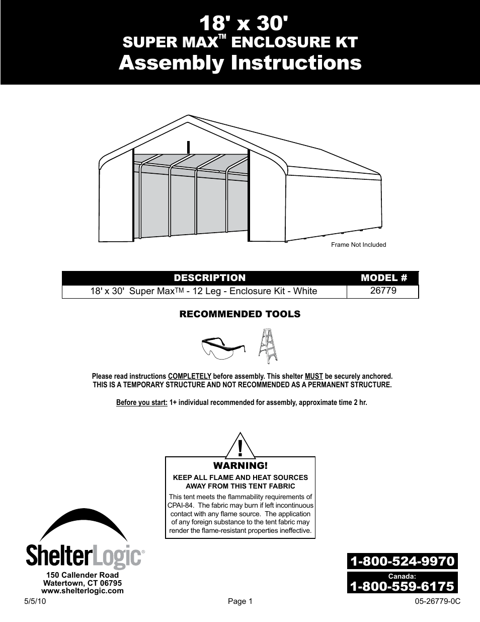 ShelterLogic 26779 18 x 30 Super Max Enclosure Kit User Manual | 4 pages