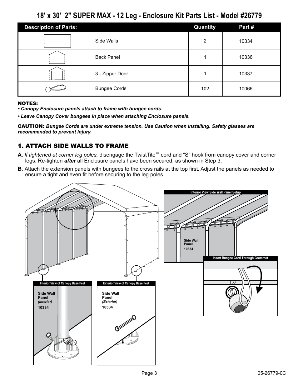 Attach side walls to frame | ShelterLogic 26779 18 x 30 Super Max Enclosure Kit User Manual | Page 3 / 4