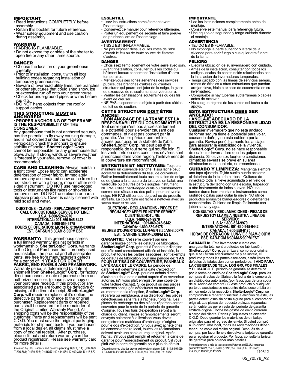 ShelterLogic 70576 Pro RoundTop Greenhouse 10 x 19 x 8 User Manual | Page 2 / 20