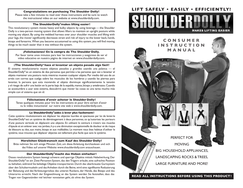 Shoulder Dolly SHOULDER DOLLY User Manual | 8 pages