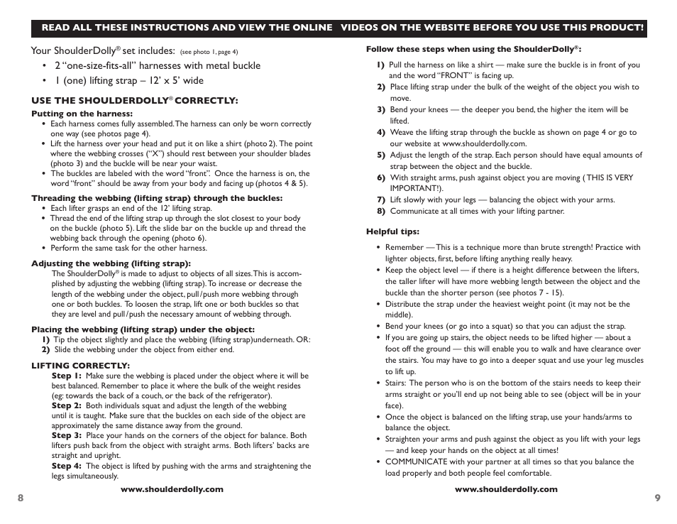 Shoulder Dolly SHOULDER DOLLY User Manual | Page 5 / 8