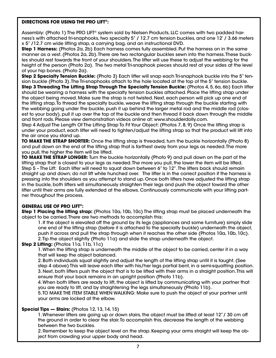 Shoulder Dolly PRO LIFT User Manual | Page 7 / 14