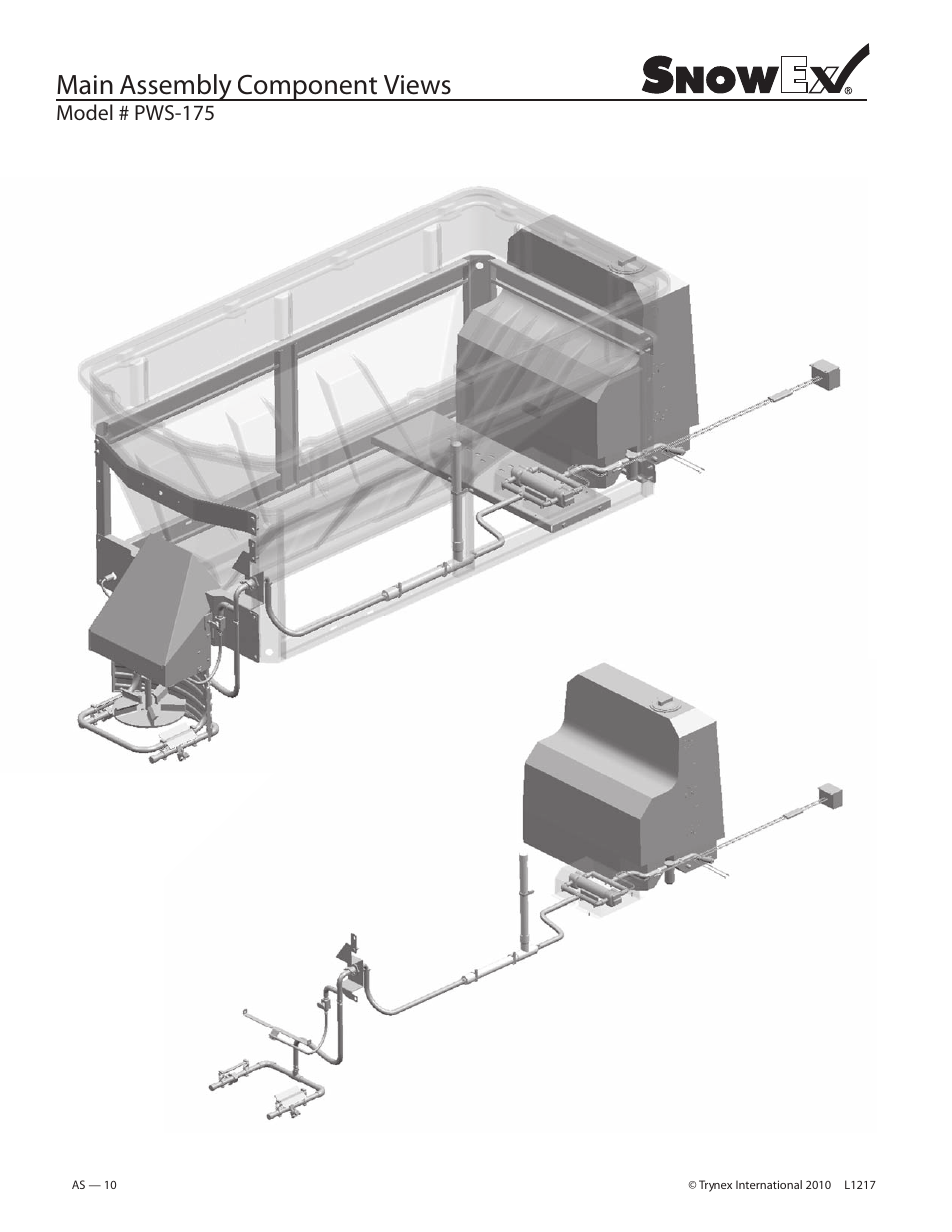 Main assembly component views | SnowEx PWS-225 User Manual | Page 10 / 40
