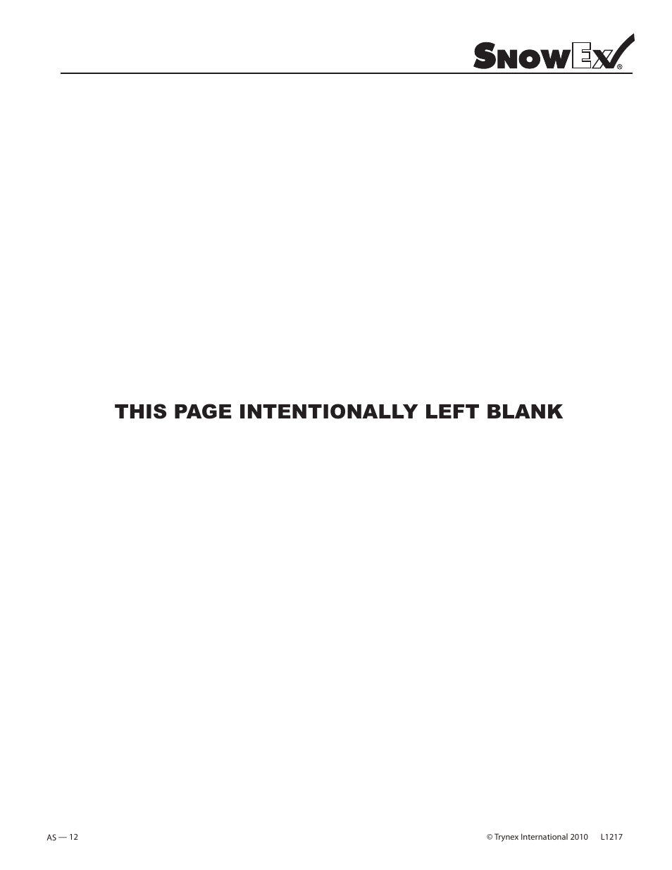 This page intentionally left blank | SnowEx PWS-225 User Manual | Page 12 / 40