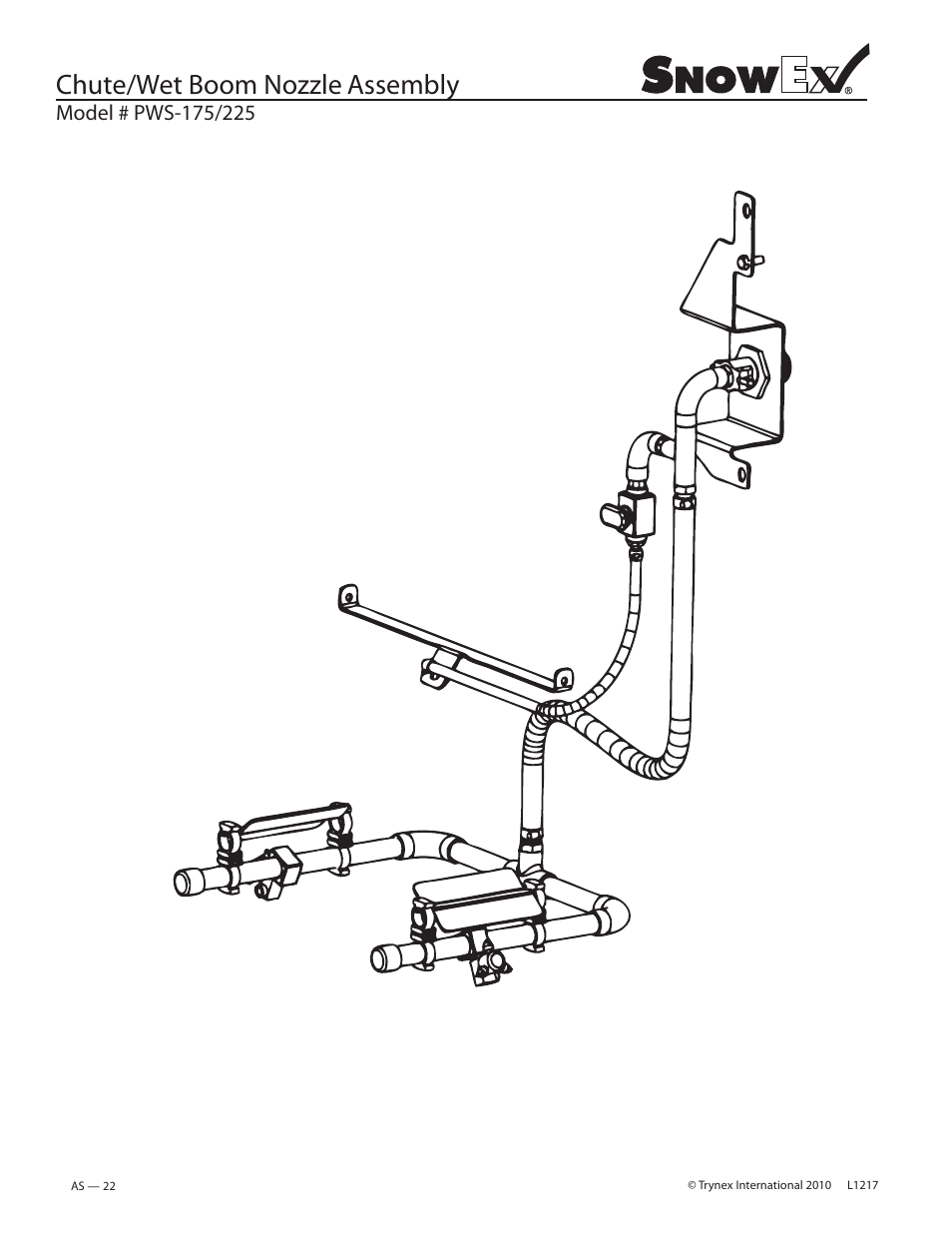 Chute/wet boom nozzle assembly | SnowEx PWS-225 User Manual | Page 22 / 40