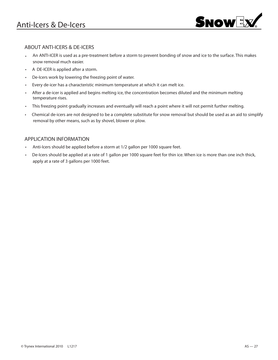 Anti-icers & de-icers | SnowEx PWS-225 User Manual | Page 27 / 40