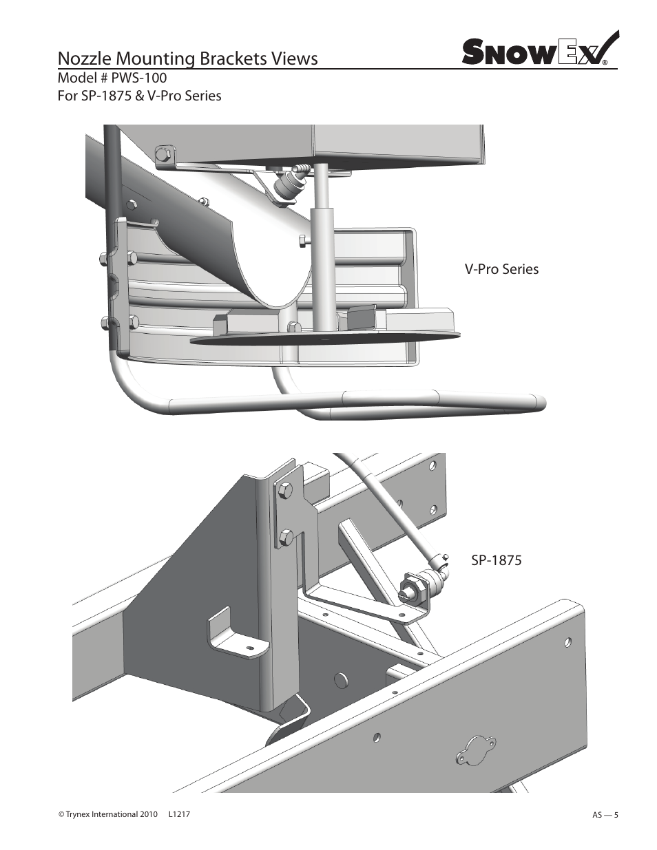 Nozzle mounting brackets views | SnowEx PWS-225 User Manual | Page 5 / 40