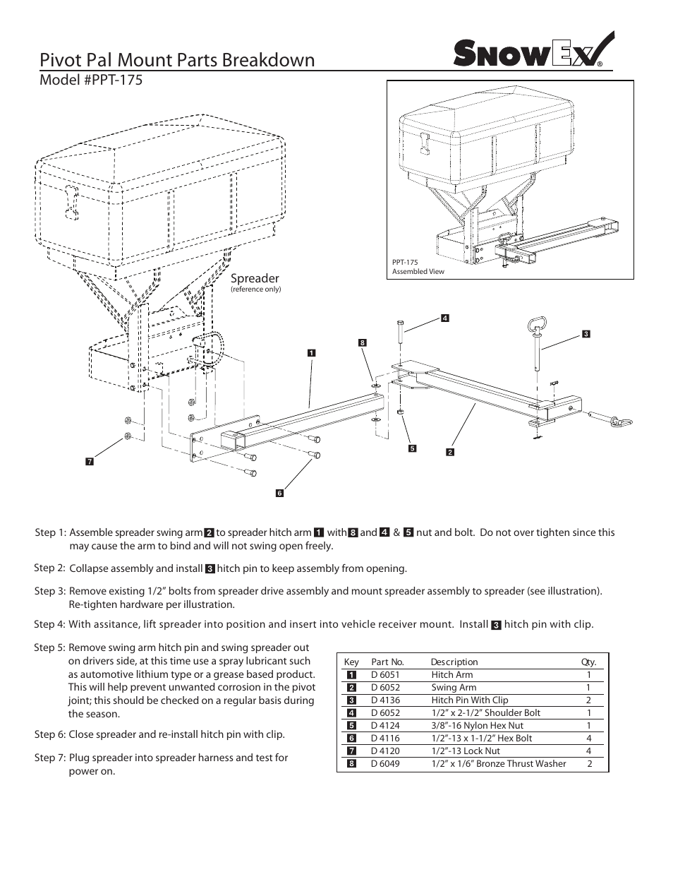 SnowEx PPT-175 User Manual | 1 page