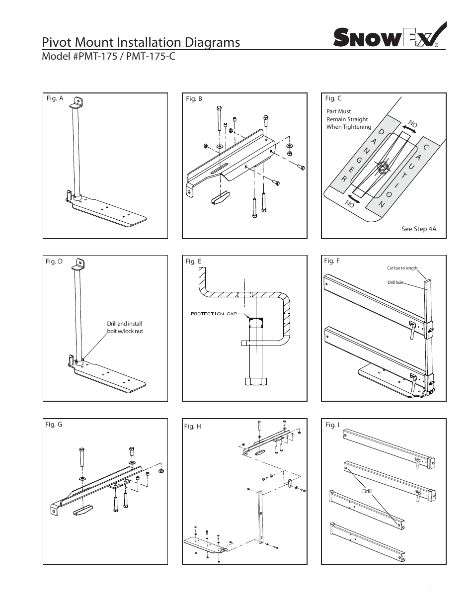 Pivot mount installation diagrams | SnowEx PMT-175 User Manual | Page 3 / 3