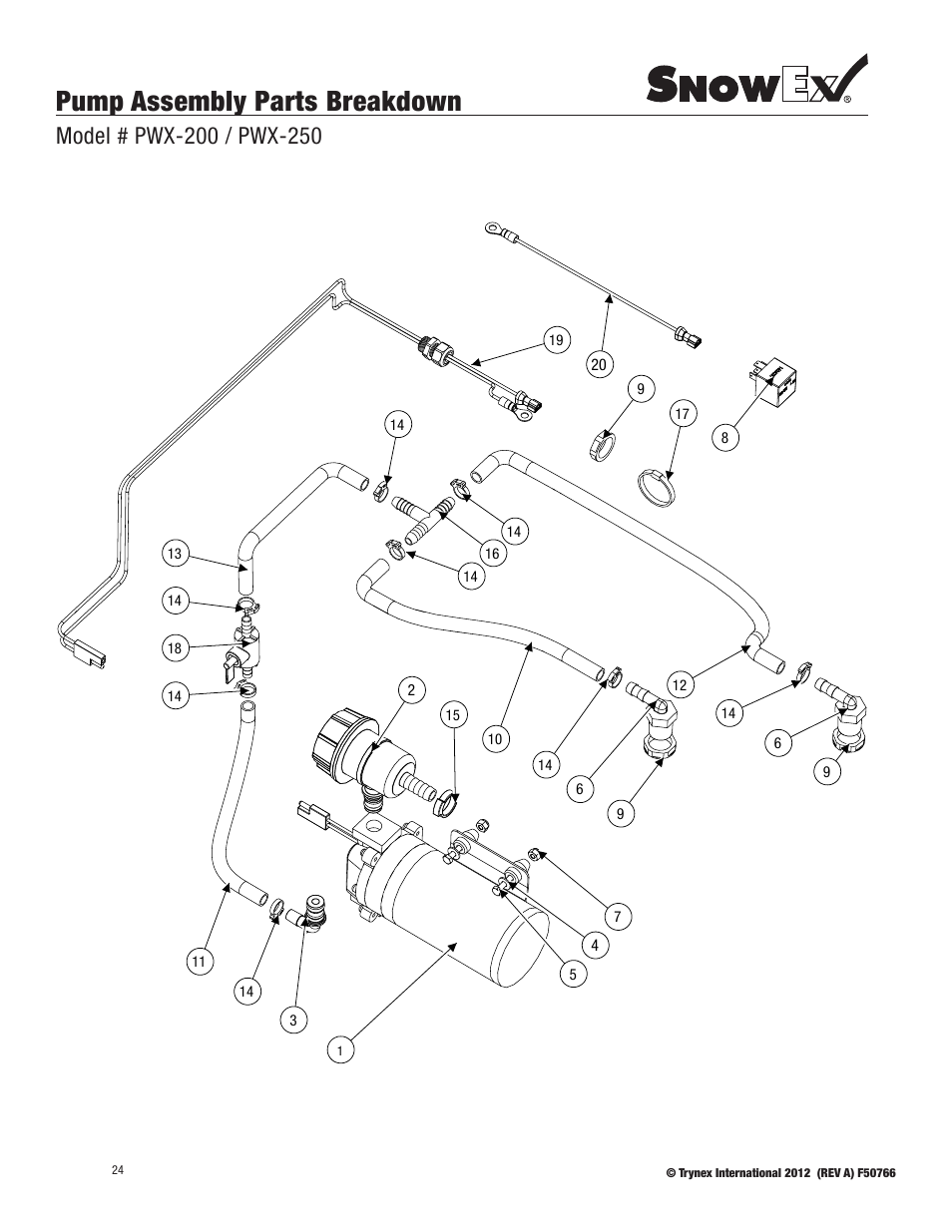 Pump assembly parts breakdown | SnowEx PWX-250 User Manual | Page 24 / 28