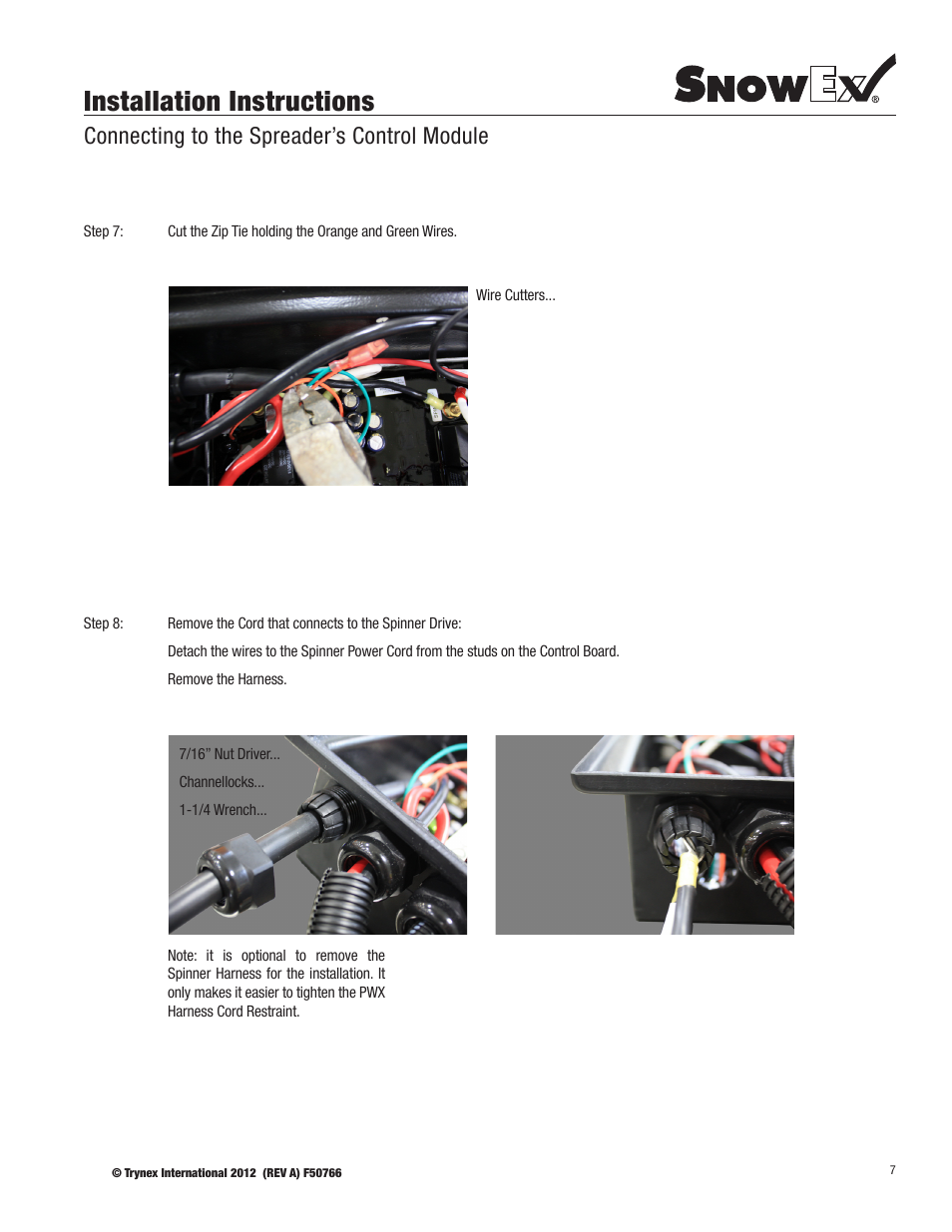 Installation instructions, Connecting to the spreader’s control module | SnowEx PWX-250 User Manual | Page 7 / 28