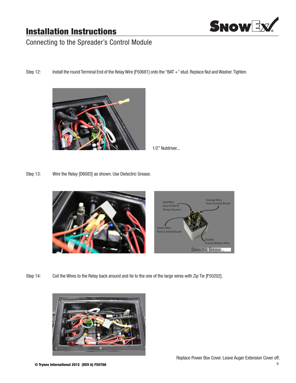 Installation instructions, Connecting to the spreader’s control module | SnowEx PWX-250 User Manual | Page 9 / 28