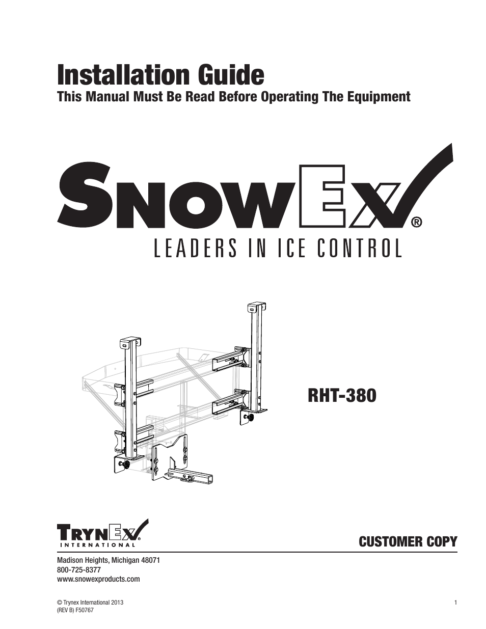SnowEx RHT-380 User Manual | 12 pages
