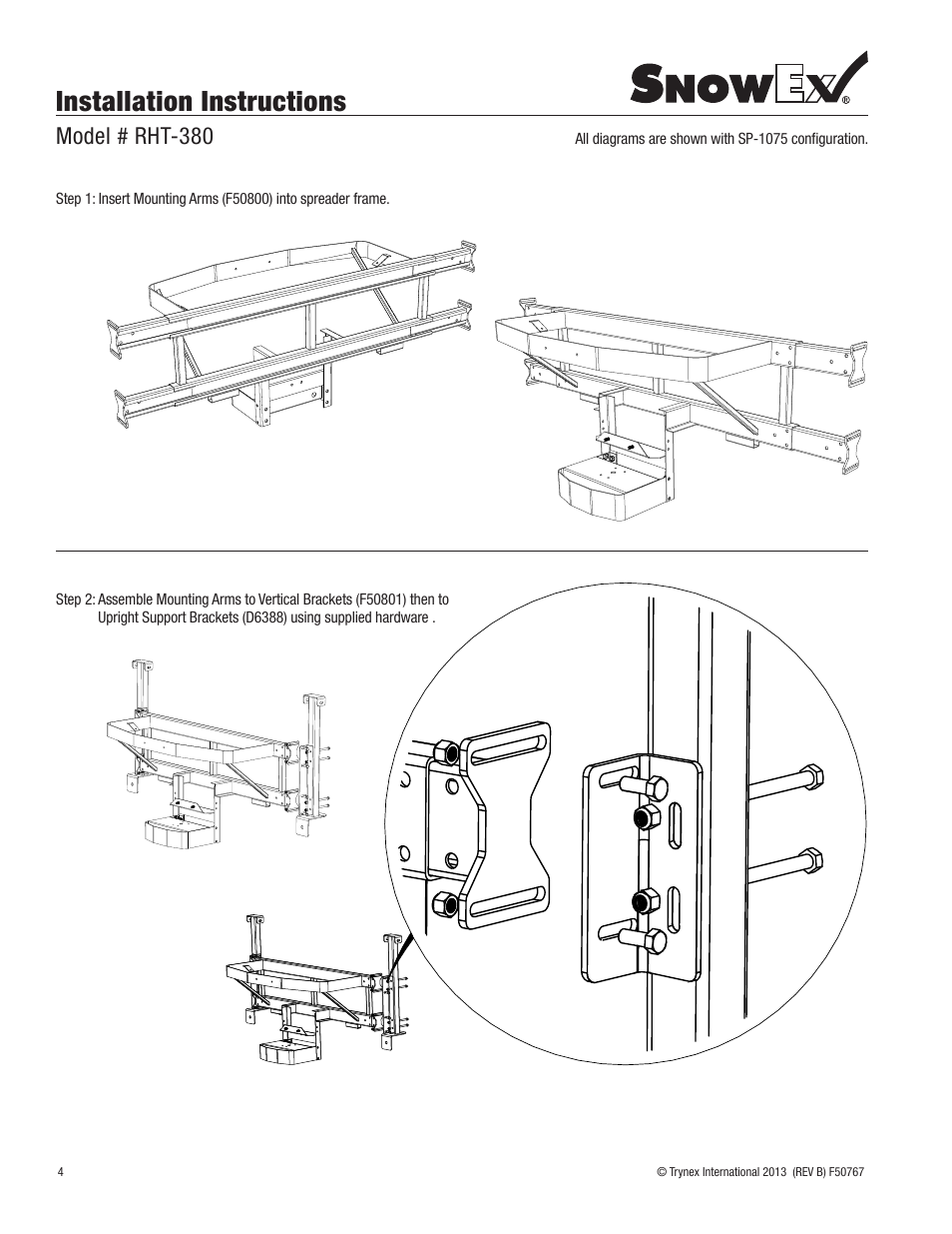 Installation instructions, Model # rht-380 | SnowEx RHT-380 User Manual | Page 4 / 12