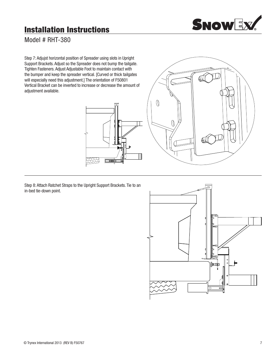 Installation instructions, Model # rht-380 | SnowEx RHT-380 User Manual | Page 7 / 12