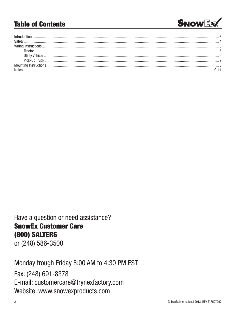 SnowEx SD-1400 Installation User Manual | Page 2 / 12