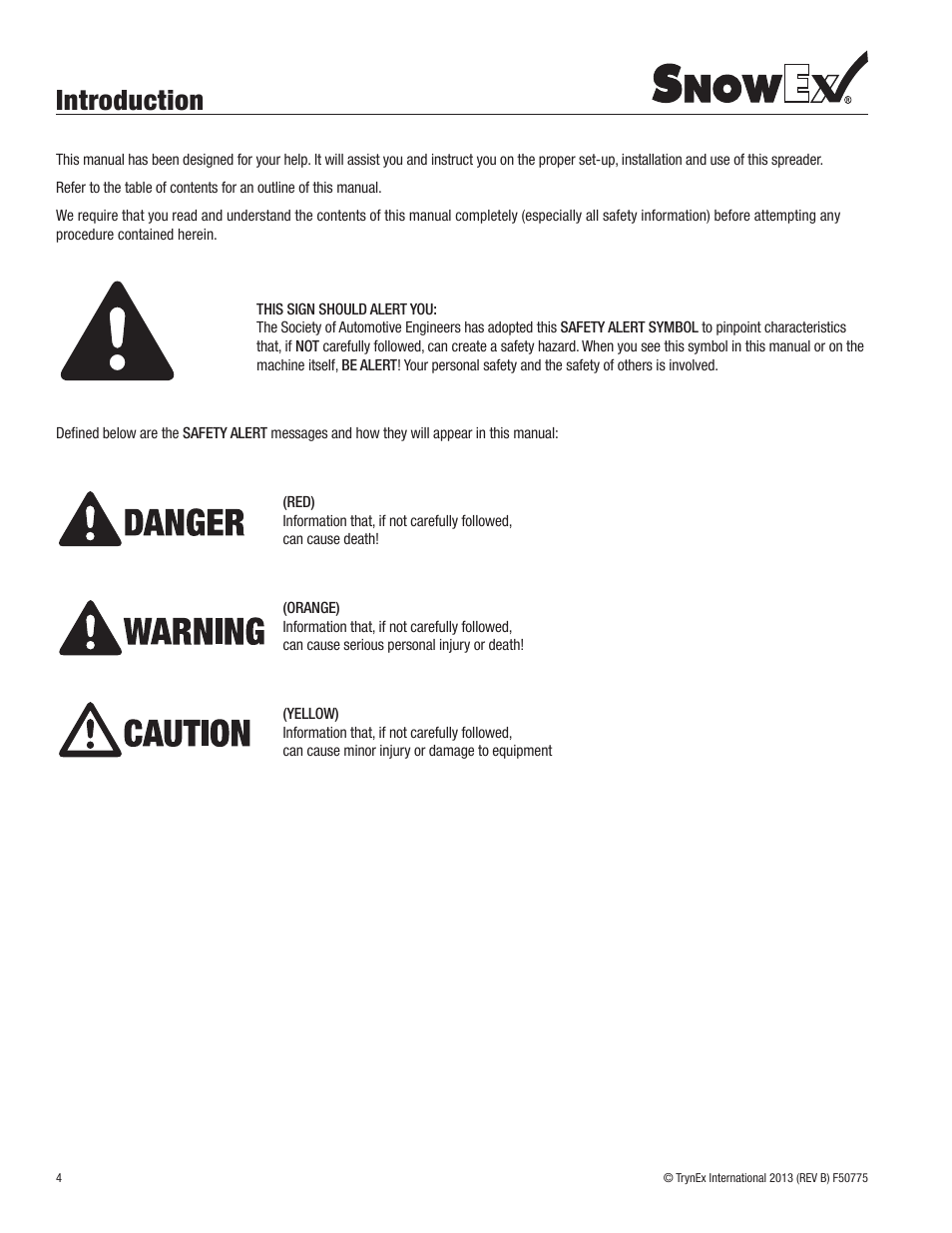 Introduction | SnowEx SL-80SS User Manual | Page 4 / 28