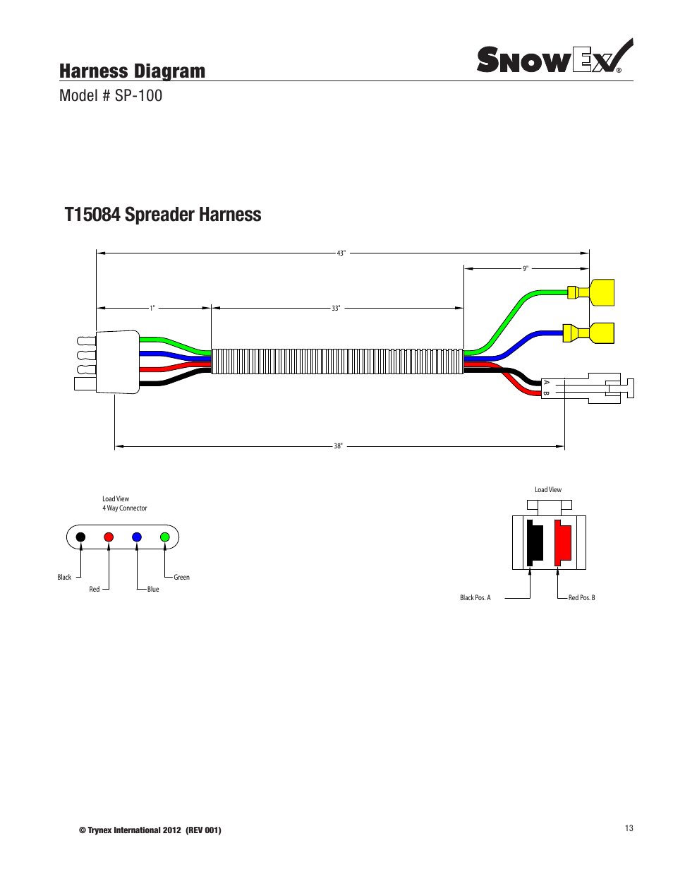 Harness diagram, Model # sp-100 | SnowEx SP-100 User Manual | Page 13 / 25
