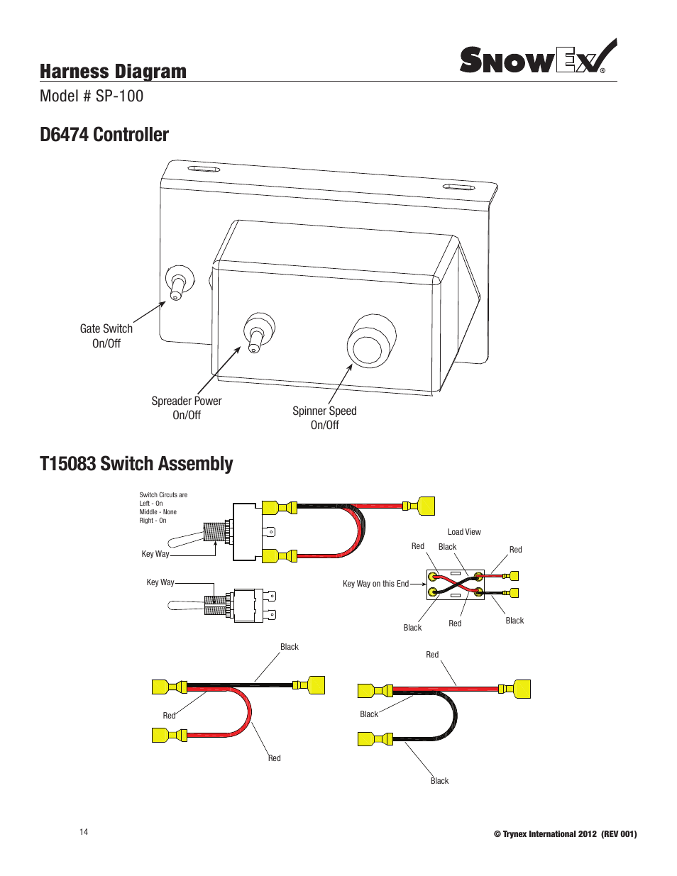 Harness diagram, Model # sp-100 | SnowEx SP-100 User Manual | Page 14 / 25