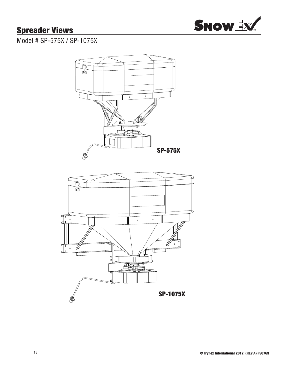 Spreader views | SnowEx SP-1075X User Manual | Page 15 / 28