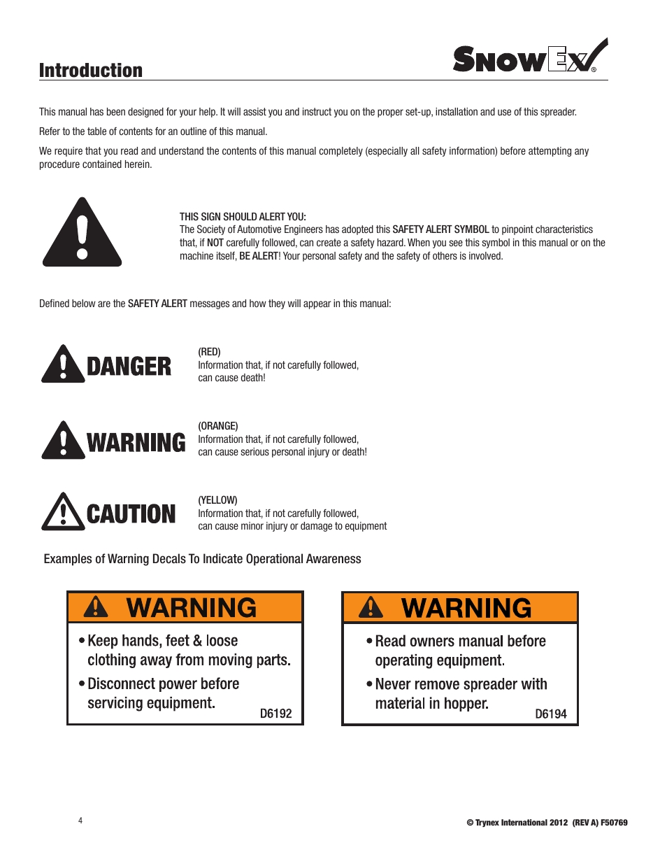 Introduction | SnowEx SP-1075X User Manual | Page 4 / 28