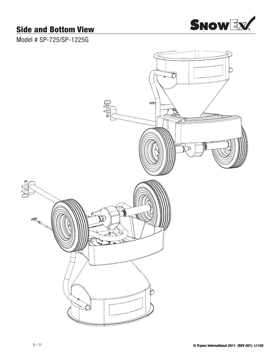 Side and bottom view | SnowEx SP-1225G User Manual | Page 11 / 21