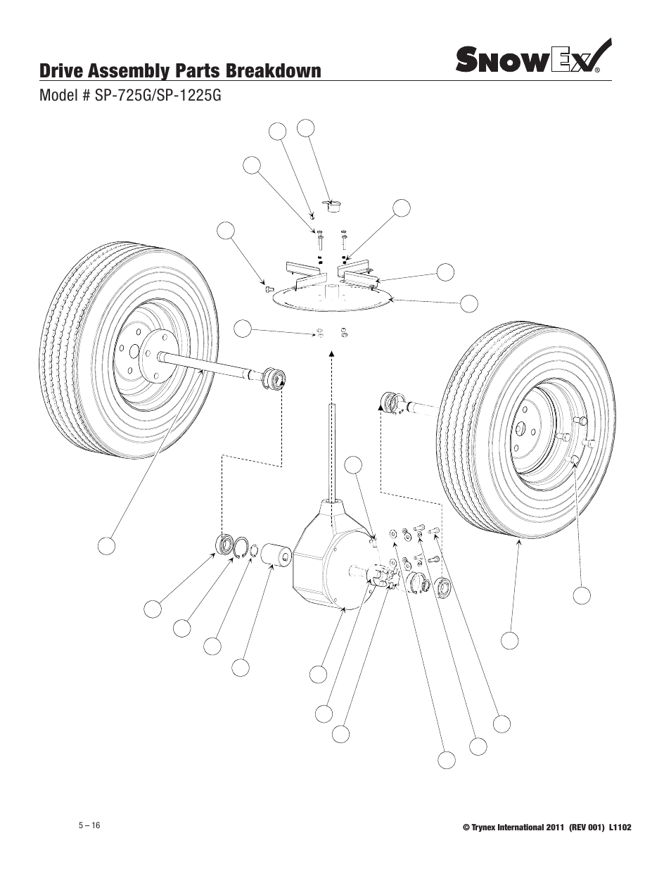 Drive assembly parts breakdown | SnowEx SP-1225G User Manual | Page 16 / 21