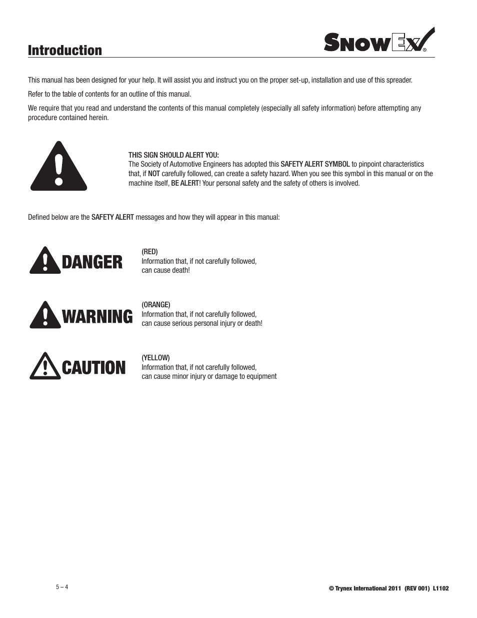 Introduction | SnowEx SP-1225G User Manual | Page 4 / 21