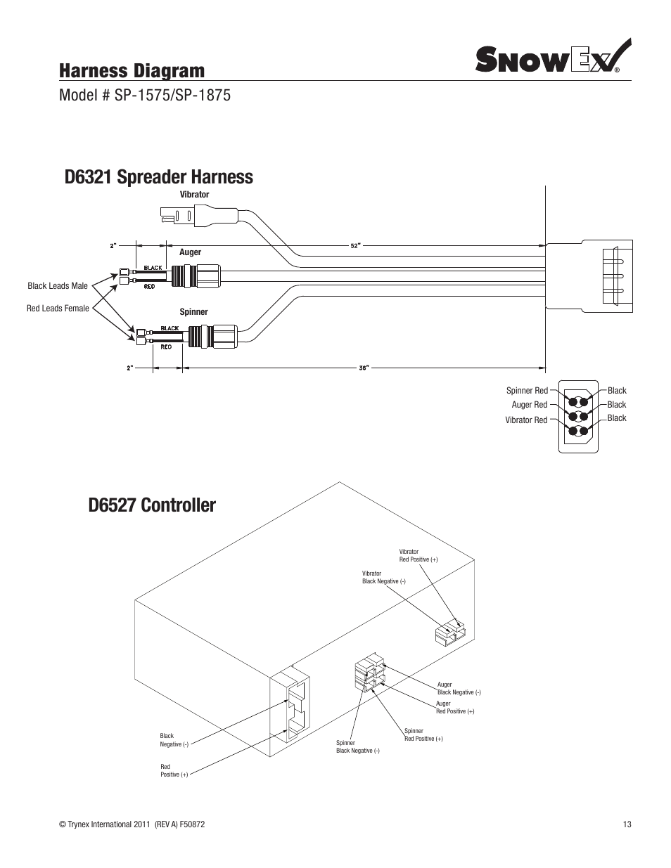 Harness diagram | SnowEx SP-1875 User Manual | Page 13 / 32