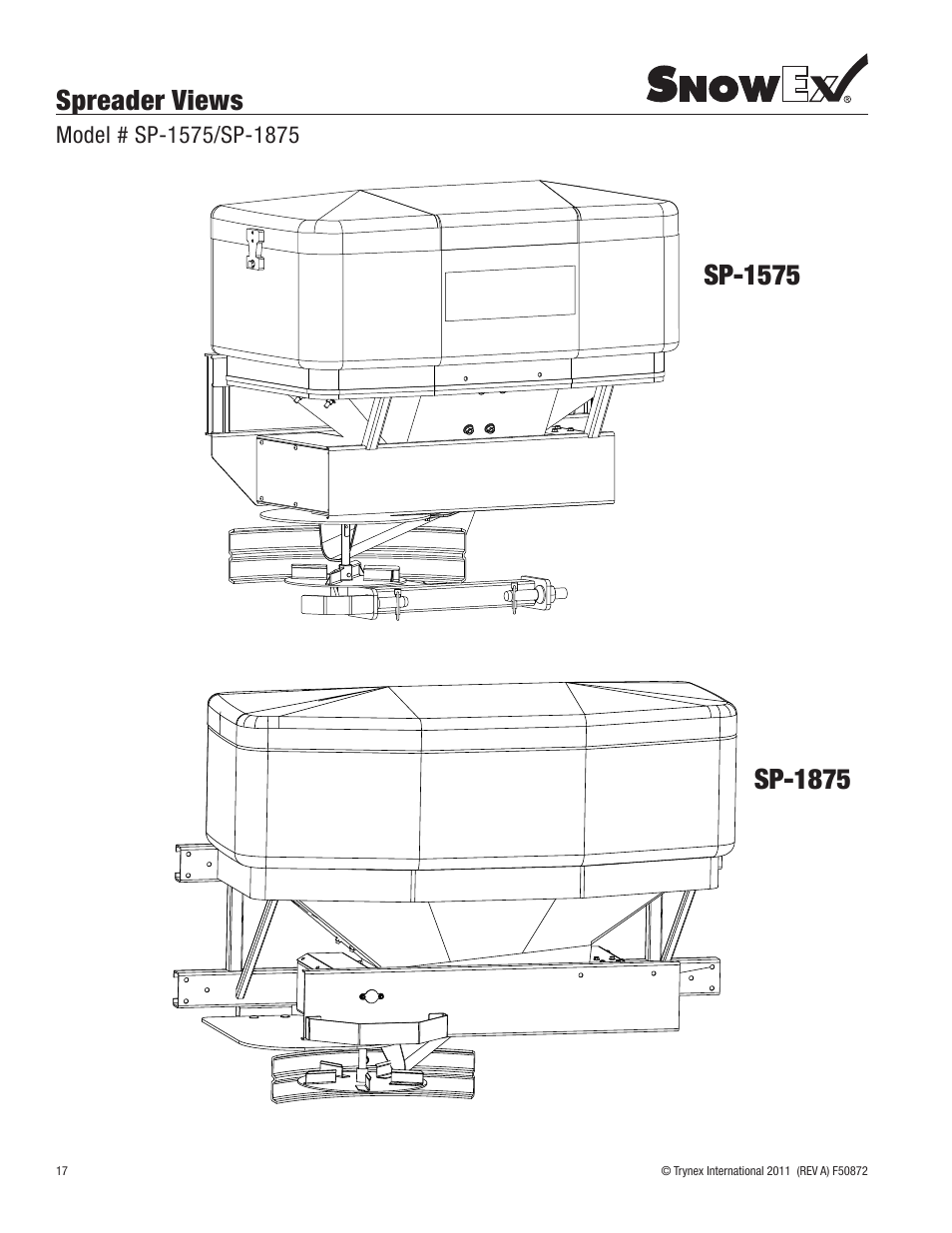 Spreader views | SnowEx SP-1875 User Manual | Page 17 / 32