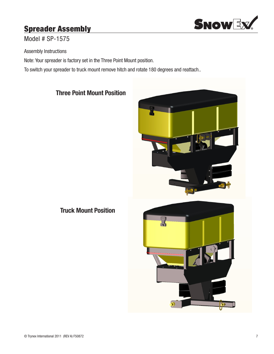 Spreader assembly | SnowEx SP-1875 User Manual | Page 7 / 32