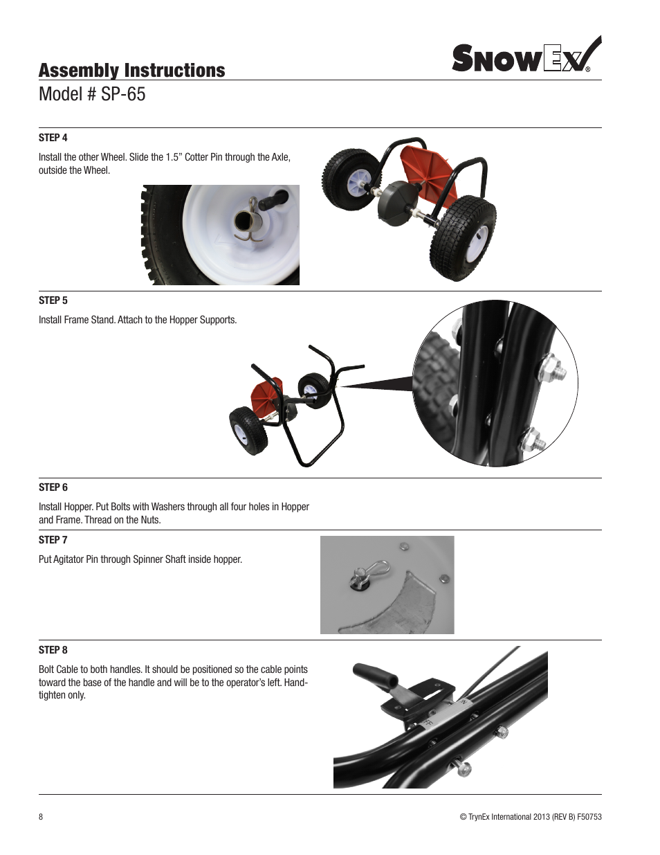 Assembly instructions model # sp-65 | SnowEx SP-65 User Manual | Page 8 / 24