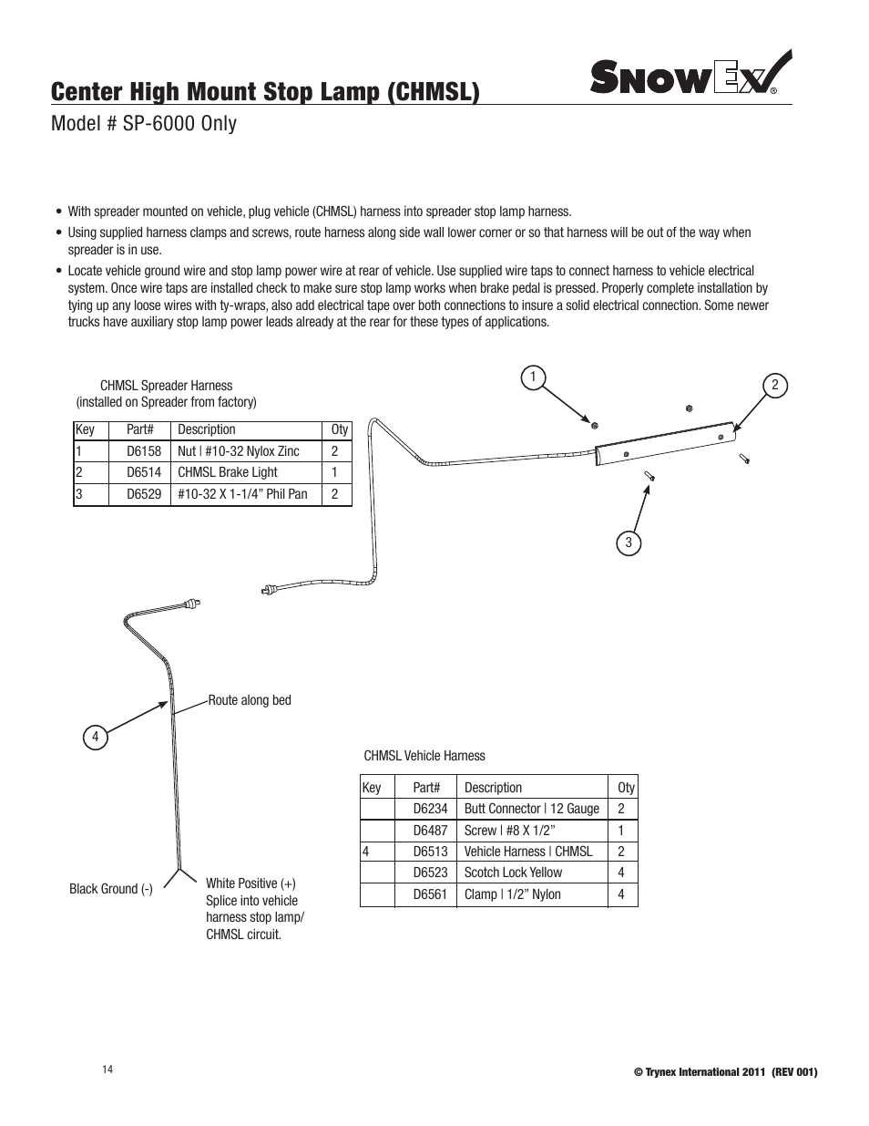 Center high mount stop lamp (chmsl), Model # sp-6000 only | SnowEx SP-6000 User Manual | Page 14 / 31